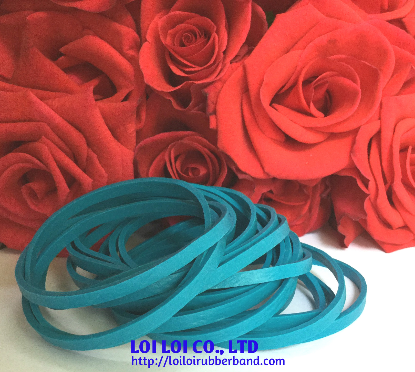 Quality different size wide natural rubber bands thickness Blue colour and many colors according to the requested from customers 